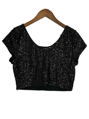 NWT Express Black Sequin Scoop Crop Top Size Medium